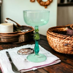 Variations of Green Salviati Murano Glass Liqueur Goblet, Vintage Italy