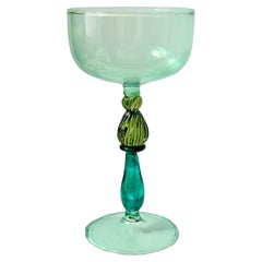 Variations of Green Salviati Murano Glass Liqueur Goblet, Retro Italy 