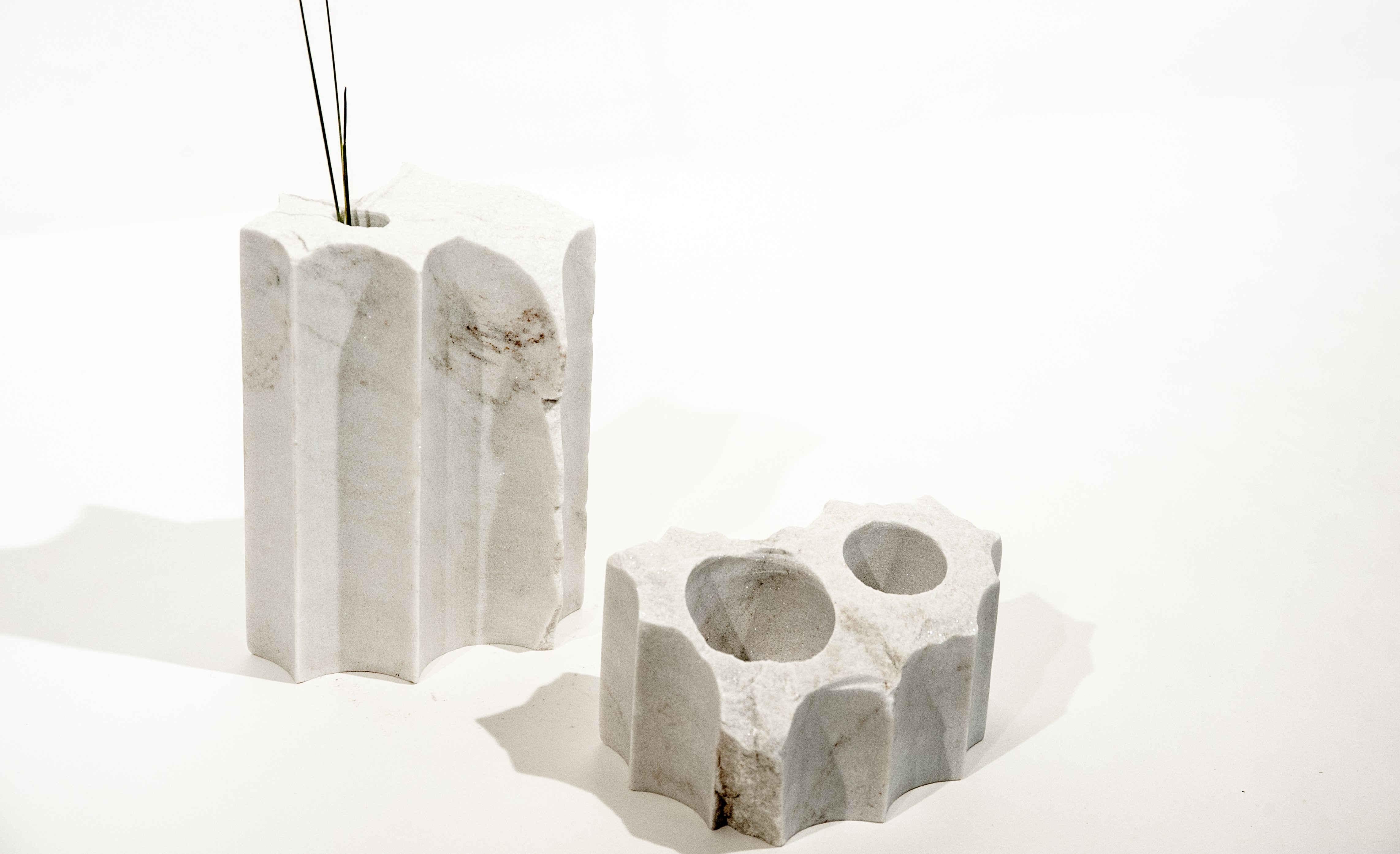 Frosted Variazioni vases in palissandro marble  For Sale