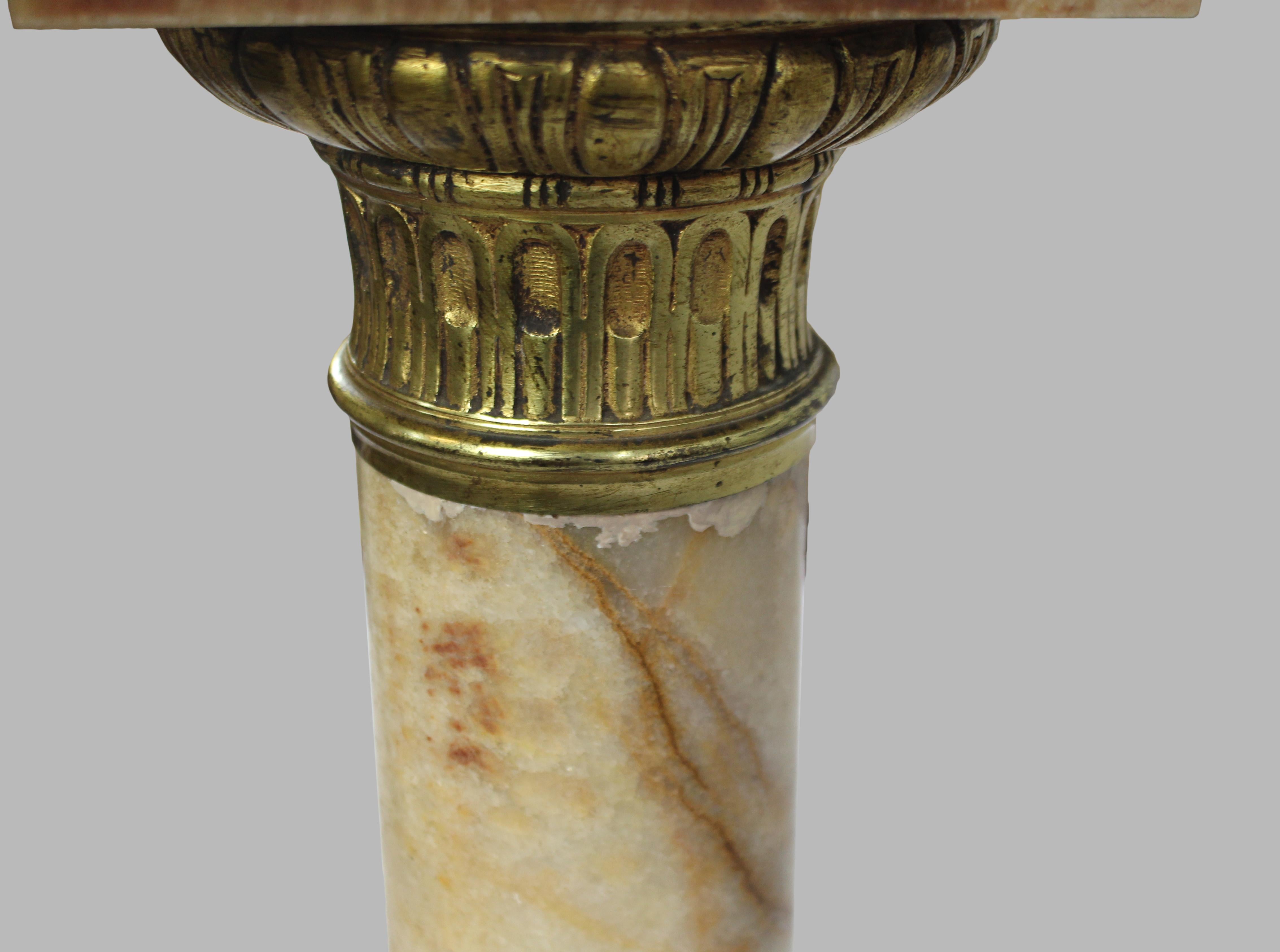 20th Century Variegated Marble & Gilt Metal Pedestal Column For Sale