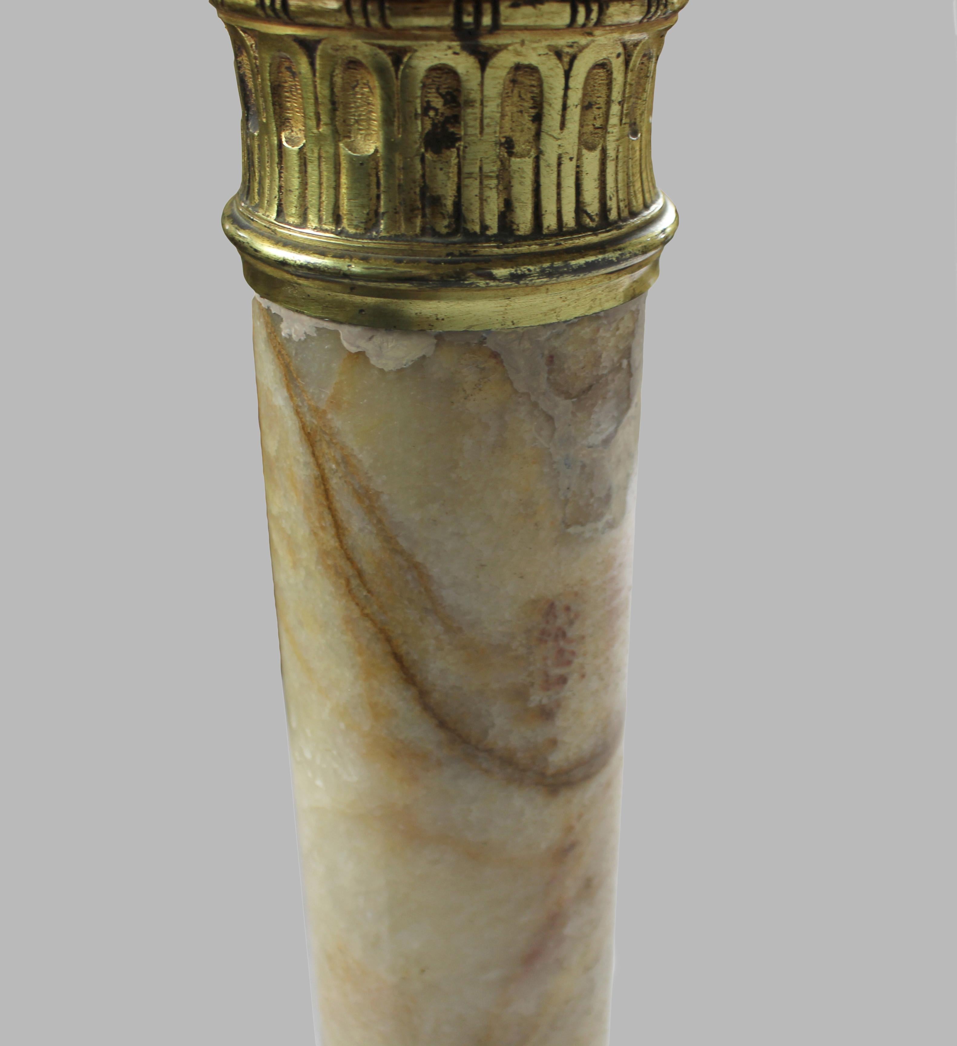 Variegated Marble & Gilt Metal Pedestal Column For Sale 1