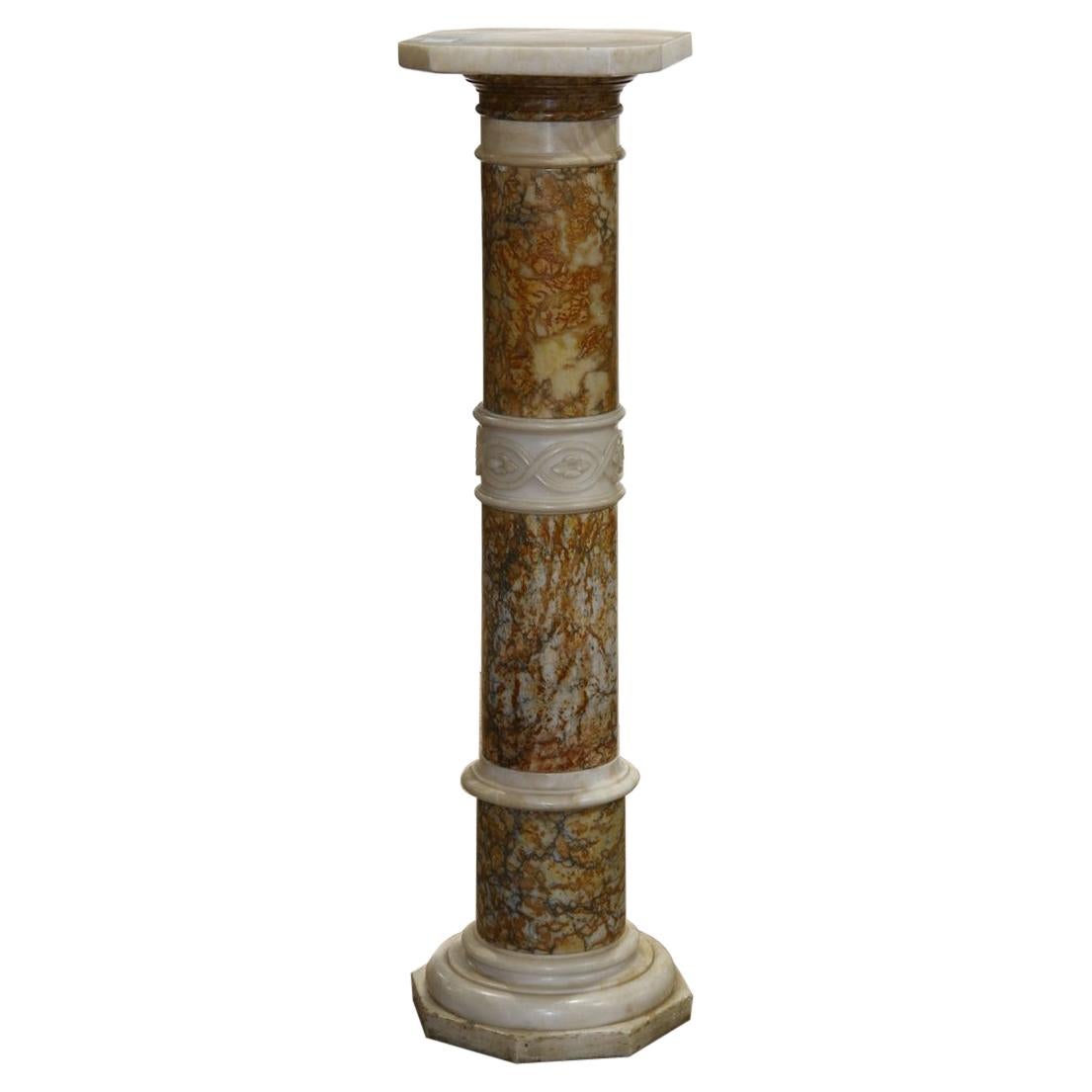 Variegated Marble Pedestal, Italian Neo Classical Style