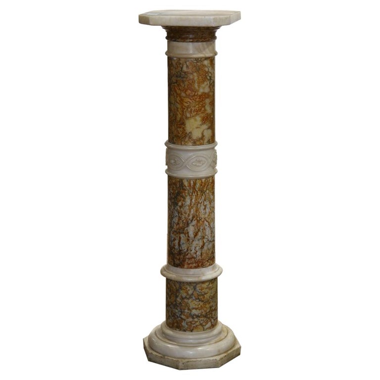 Variegated Marble Pedestal, Italian Neo Classical Style at 1stDibs