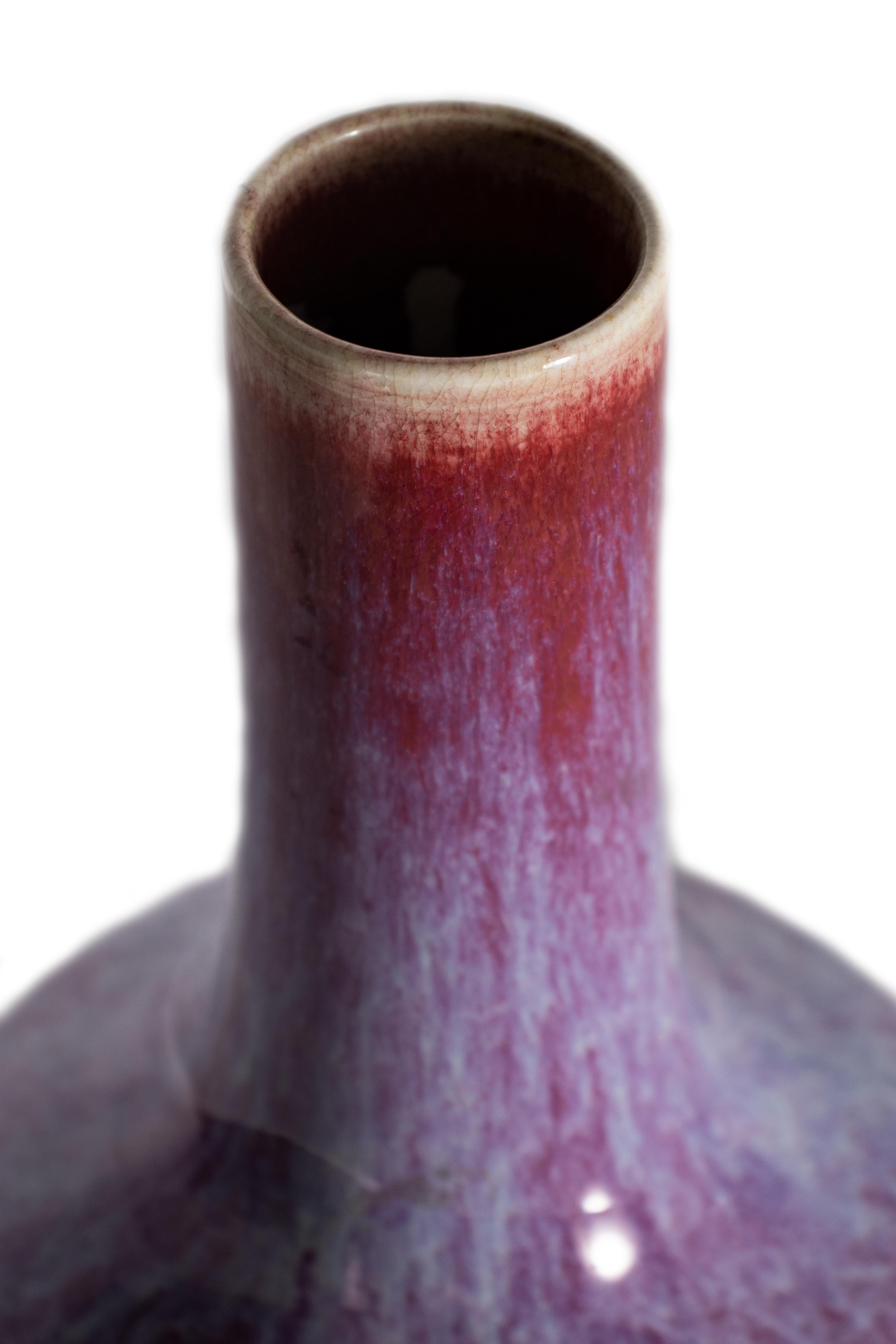 Italian Variegated Oxblood Glaze Chinese Vase For Sale