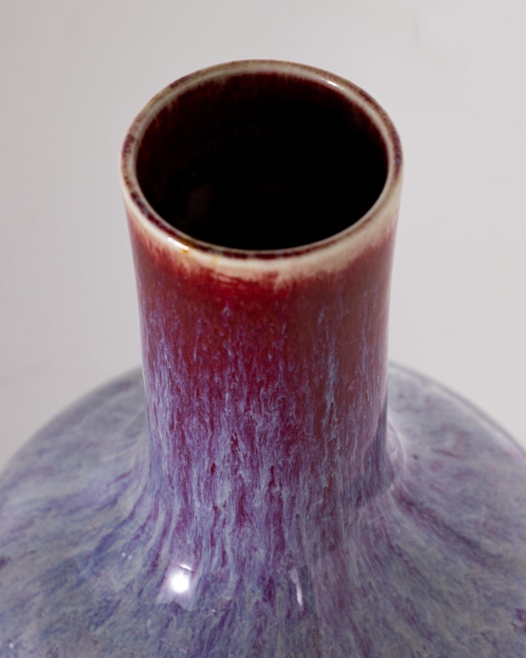 Italian Variegated Oxblood Glaze Chinese Vase For Sale