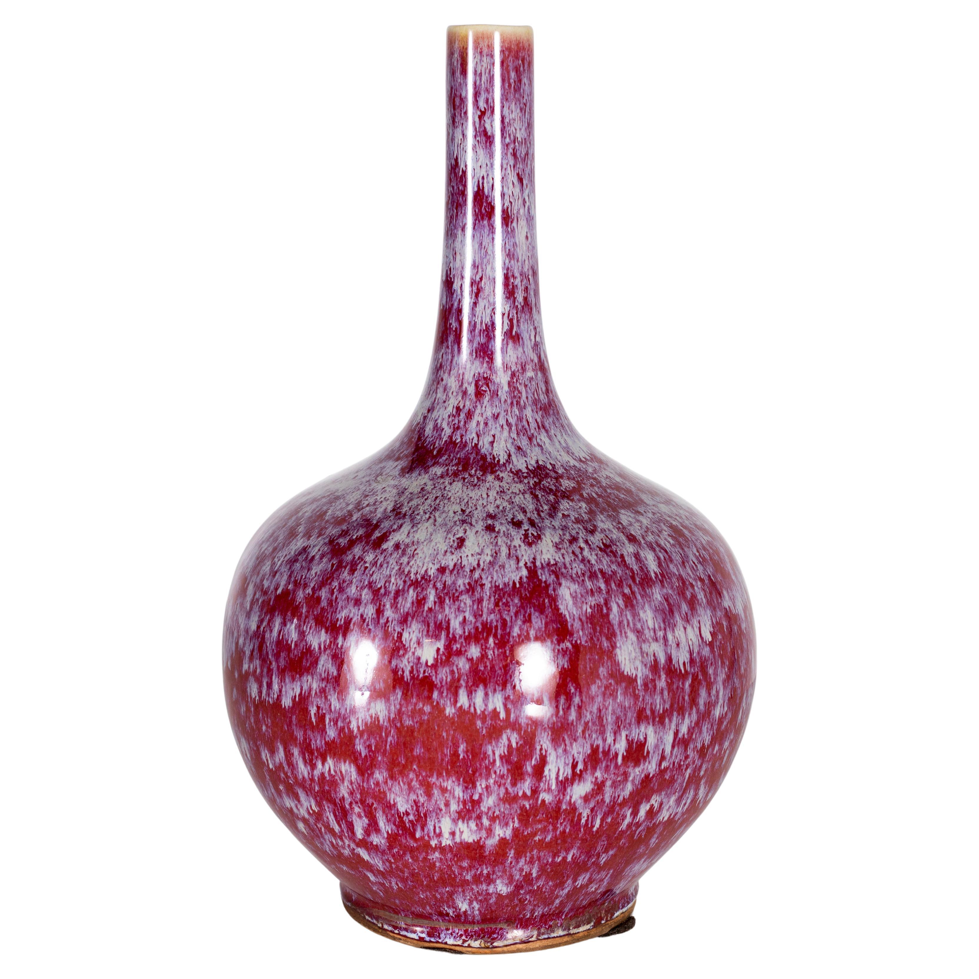 Vase chinois à glaçure bigarrée couleur sang de bœuf