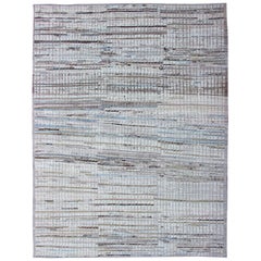 Variegated Taupe and Gray Casual Modern Rug with Combination Hi-Low Texture