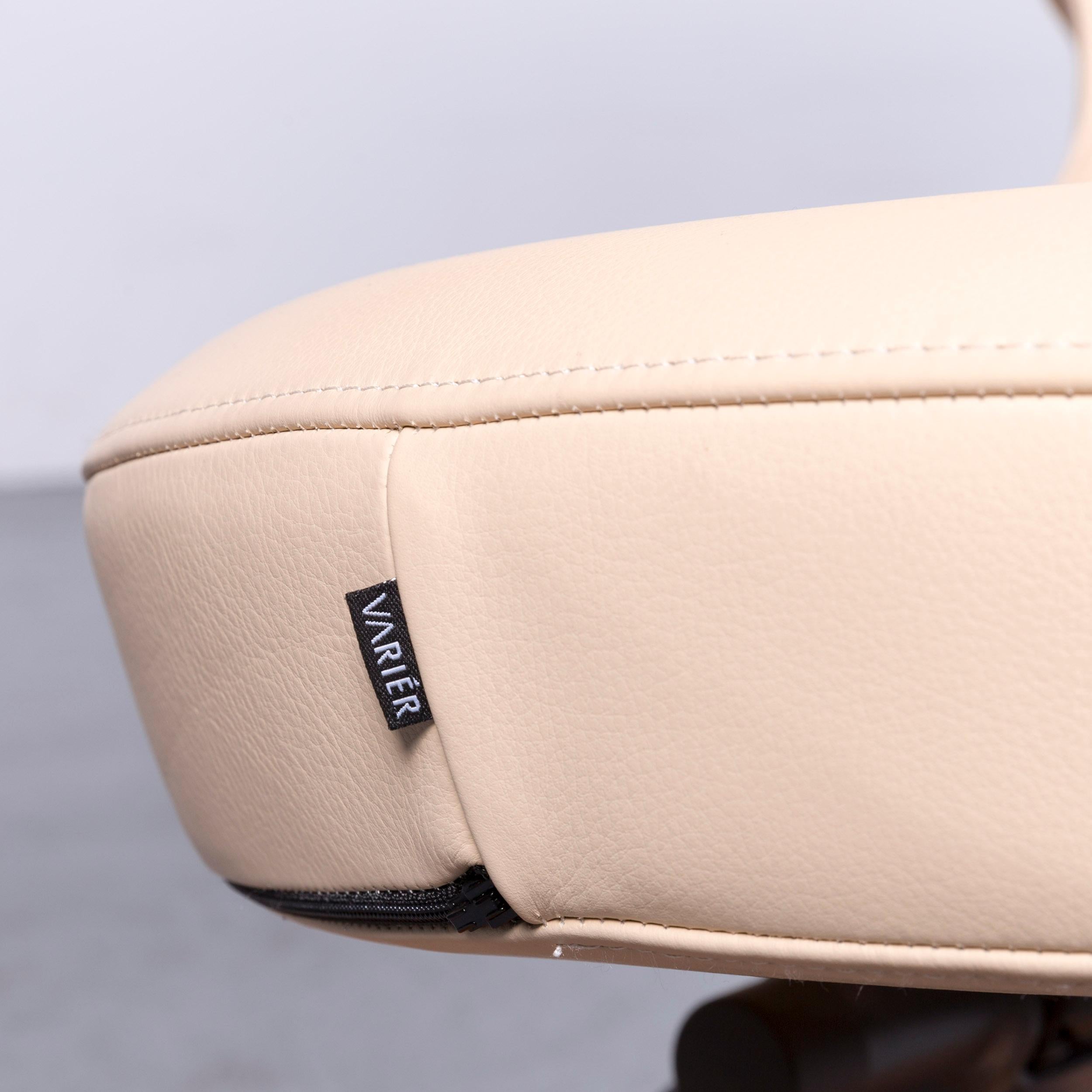 Varier Ekstrem Designer Leather Armchair Beige One-Seat Modern with Footstool 2