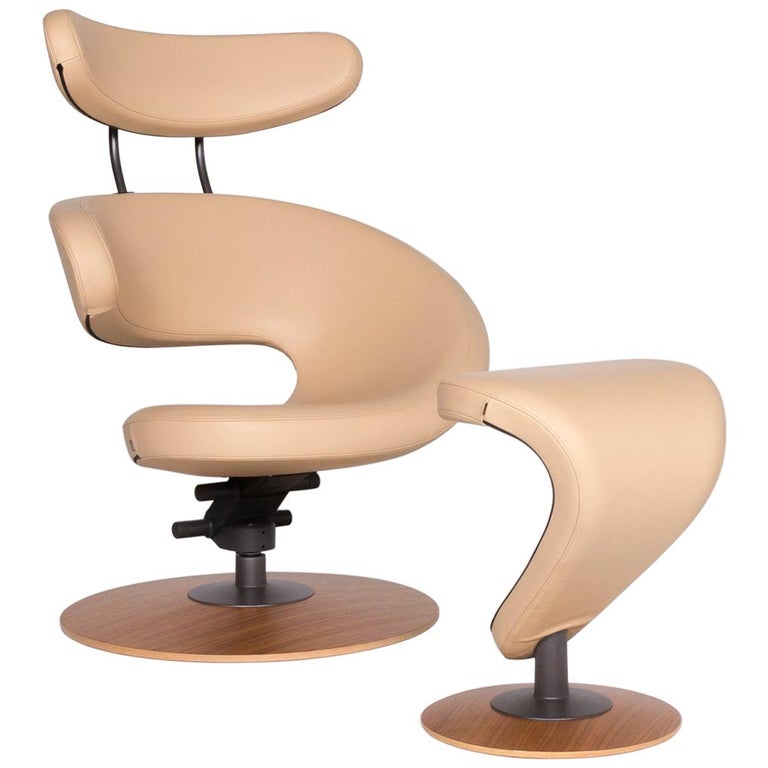 tekst Toepassing hebben Varier Peel Designer Leather Armchair by Olav Eldøy Cream Incl. Stool at  1stDibs | varier peel chair, stokke peel chair, varier peel chair for sale