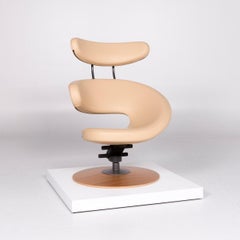 Varier Peel Designer Leather Armchair by Olav Eldøy Cream Incl. Stool