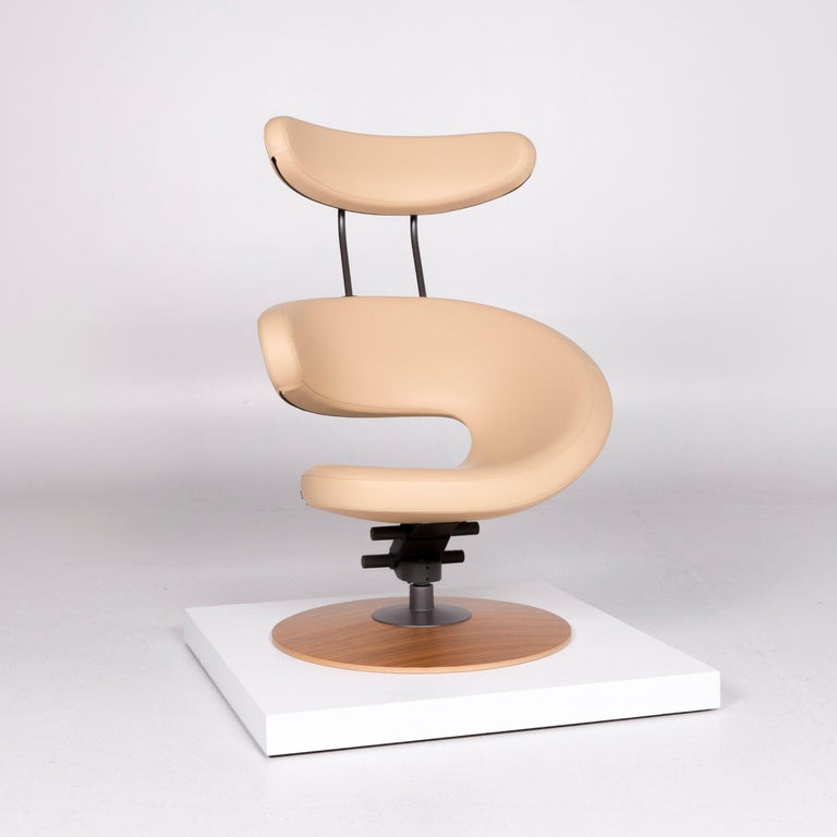 Varier Peel Designer Leather Armchair By Olav Eldoy Cream Incl Stool At 1stdibs