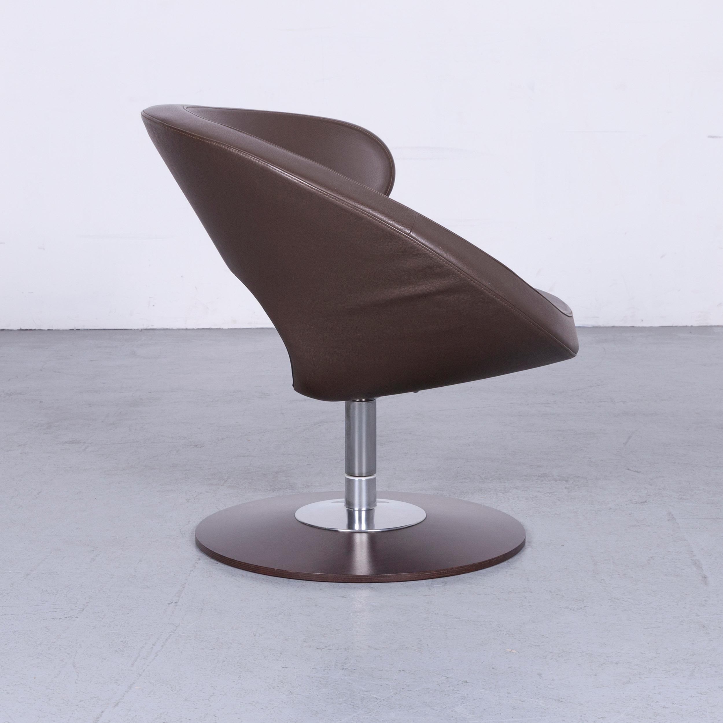 Varier Peel Designer Leather Club Chair Brown One-Seat Chair In Good Condition In Cologne, DE