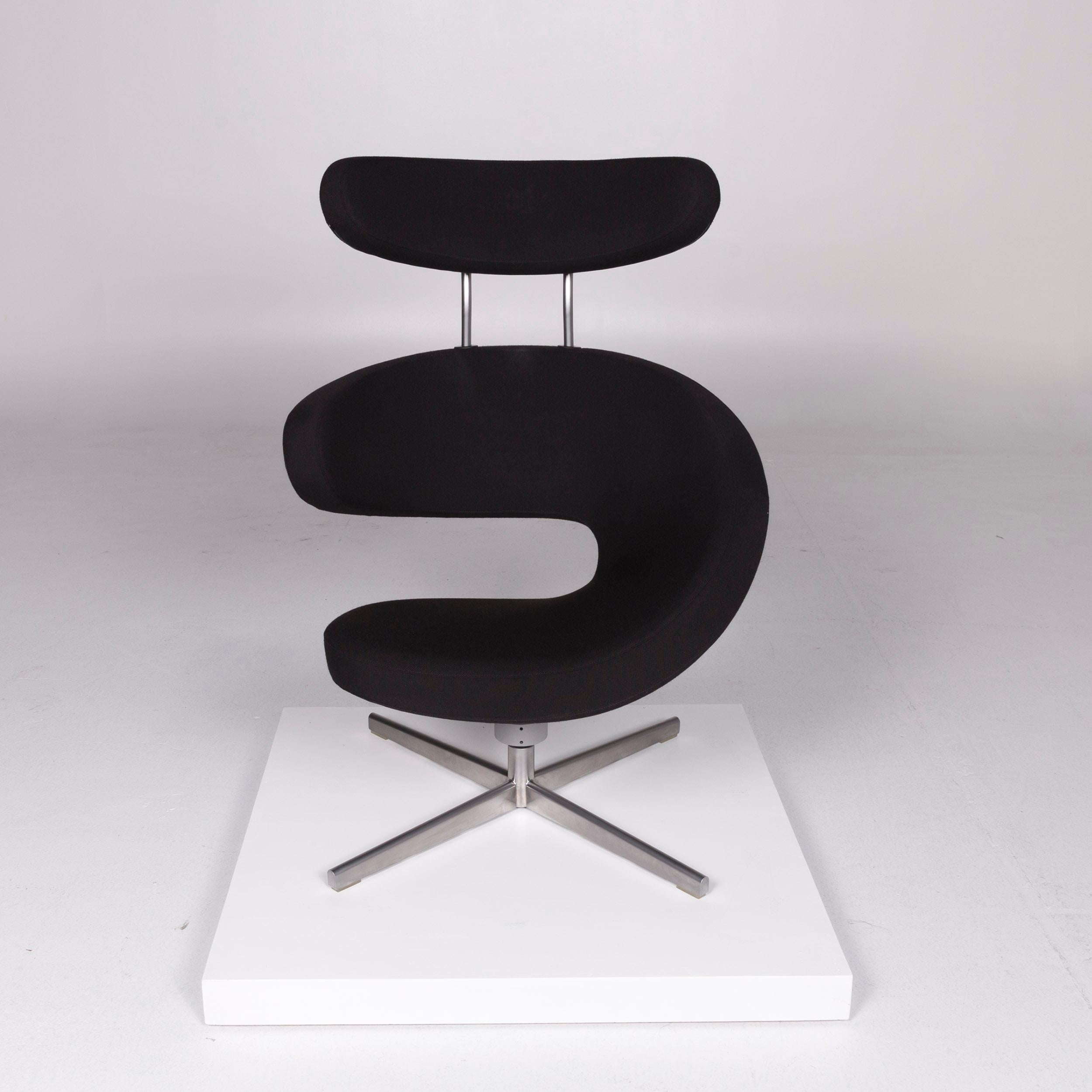 Contemporary Varier Peel Designer Stoff Sessel by Olav Eldoy Schwarz inkl. Hocker
