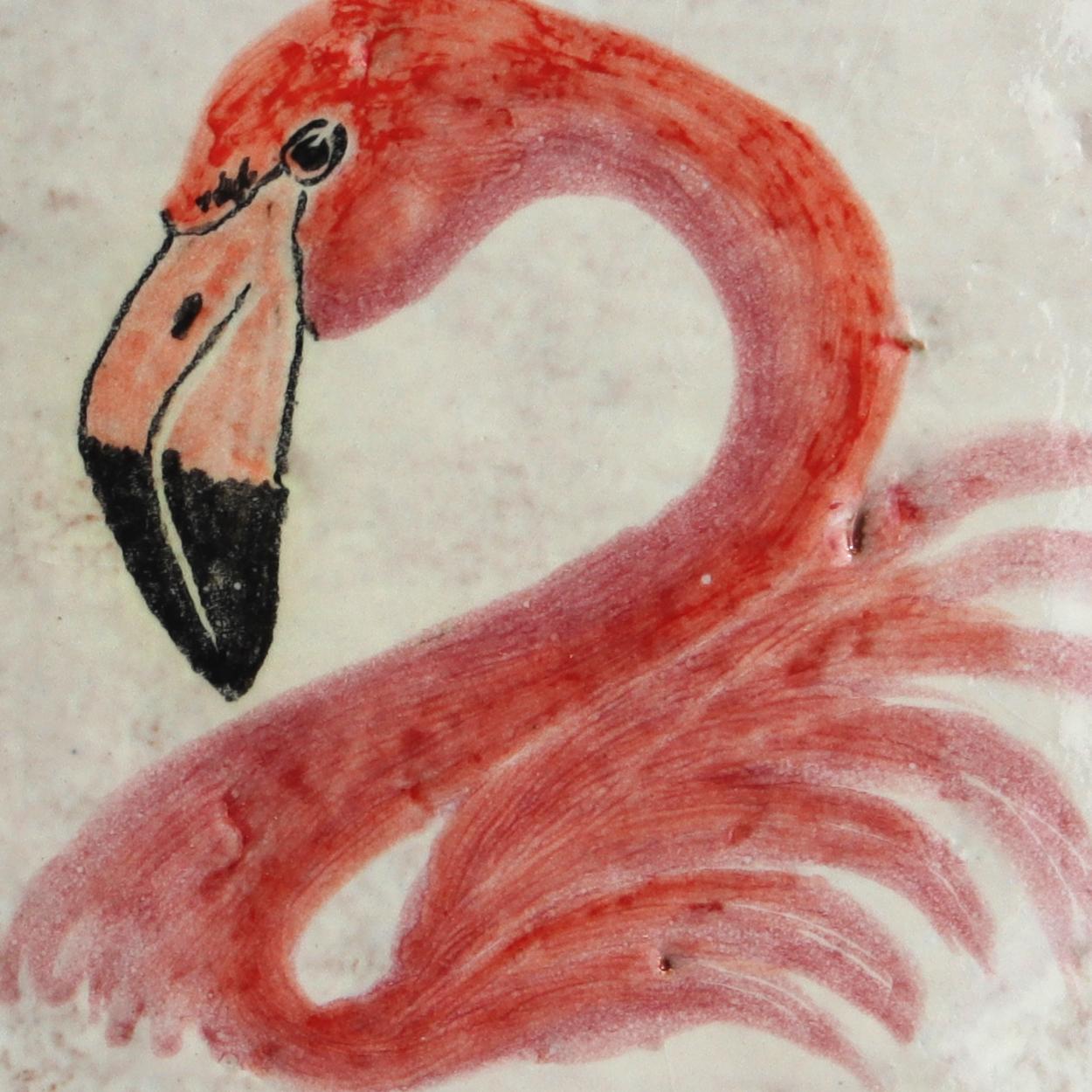 Ceramic Variety of Flamingo Majolica Tiles, Handmade in Italy For Sale