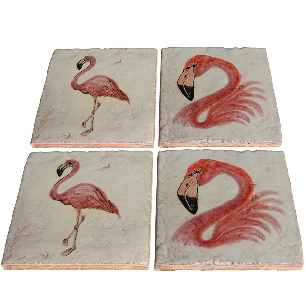 Variety of Flamingo Majolica Tiles, Handmade in Italy For Sale 2