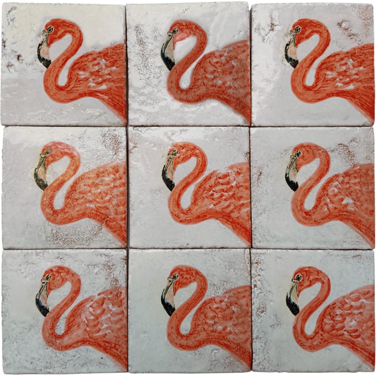 Variety of Flamingo Majolica Tiles, Handmade in Italy For Sale 3