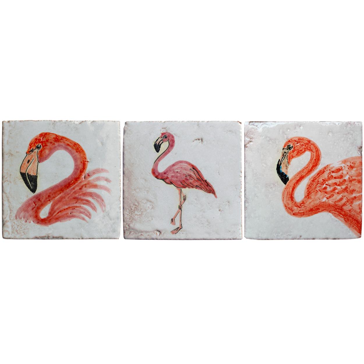 Variety of Flamingo Majolica Tiles, Handmade in Italy For Sale 4