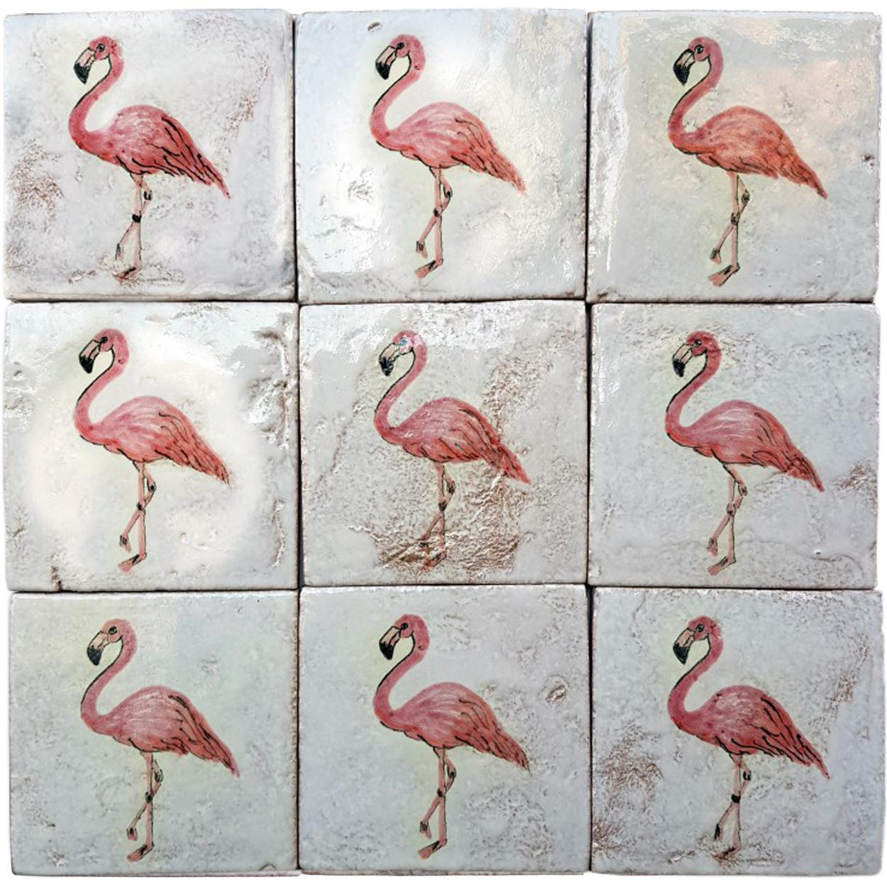 Variety of Flamingo Majolica Tiles, Handmade in Italy For Sale 5