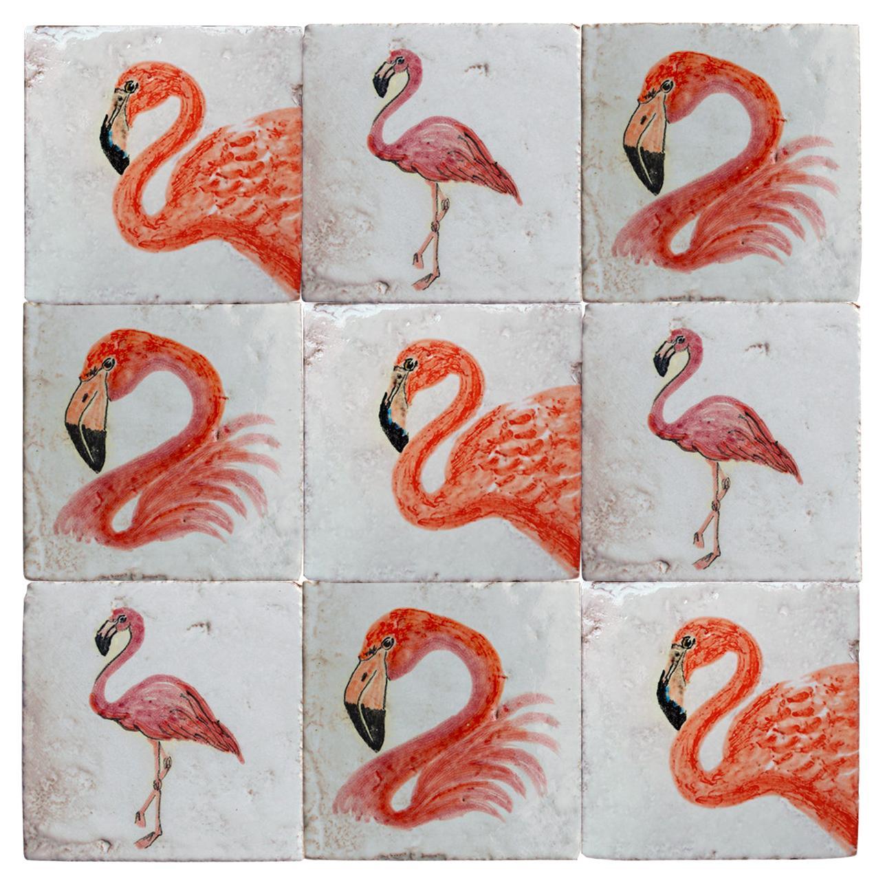 Variety of Flamingo Majolica Tiles, Handmade in Italy For Sale