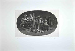 Still Life - Etching by Vario Mongatti - 1982