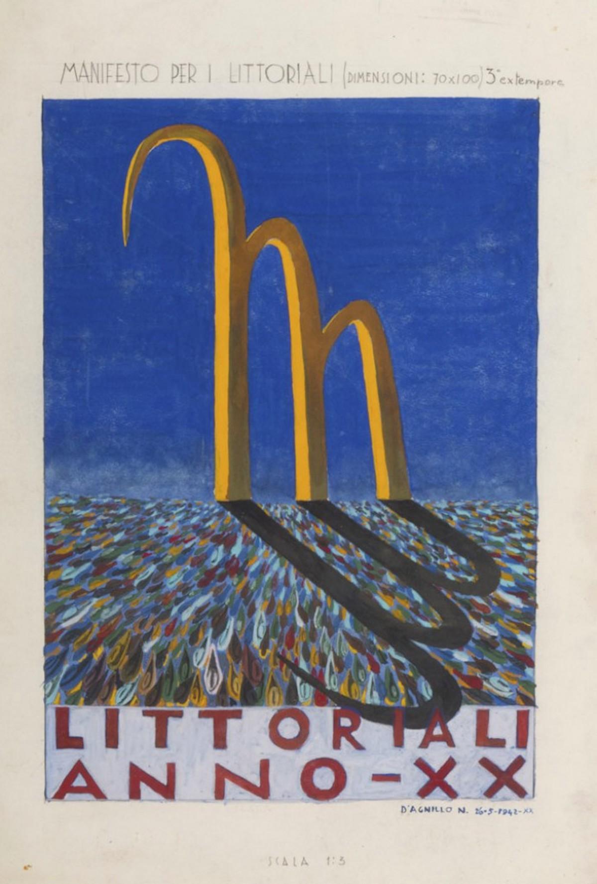 Poster-Sketch für Littoriali – Vintage-Poster, 1942 – Mixed Media Art von Unknown