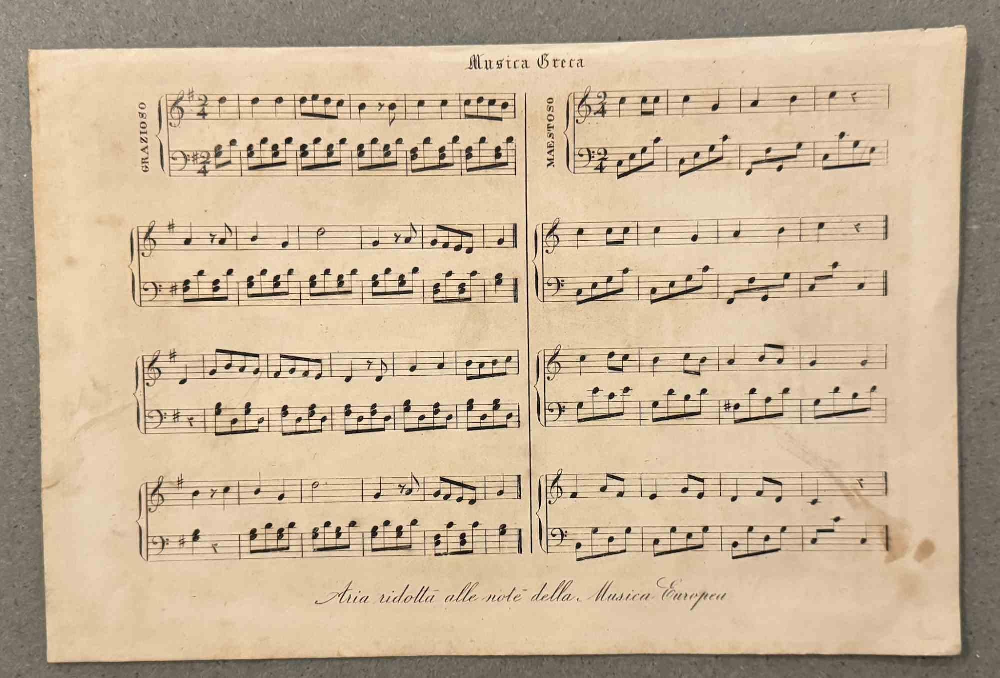 Figurative Print di Various Artists - L'aria ridotta alle note della musica europea - Litografia - XIX secolo