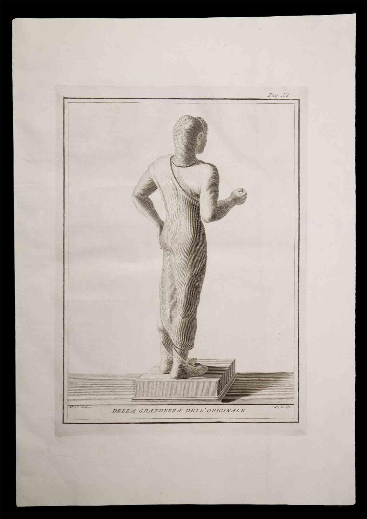 Unknown Figurative Print - Ancient Etruscan Statue - Etching - 18th century