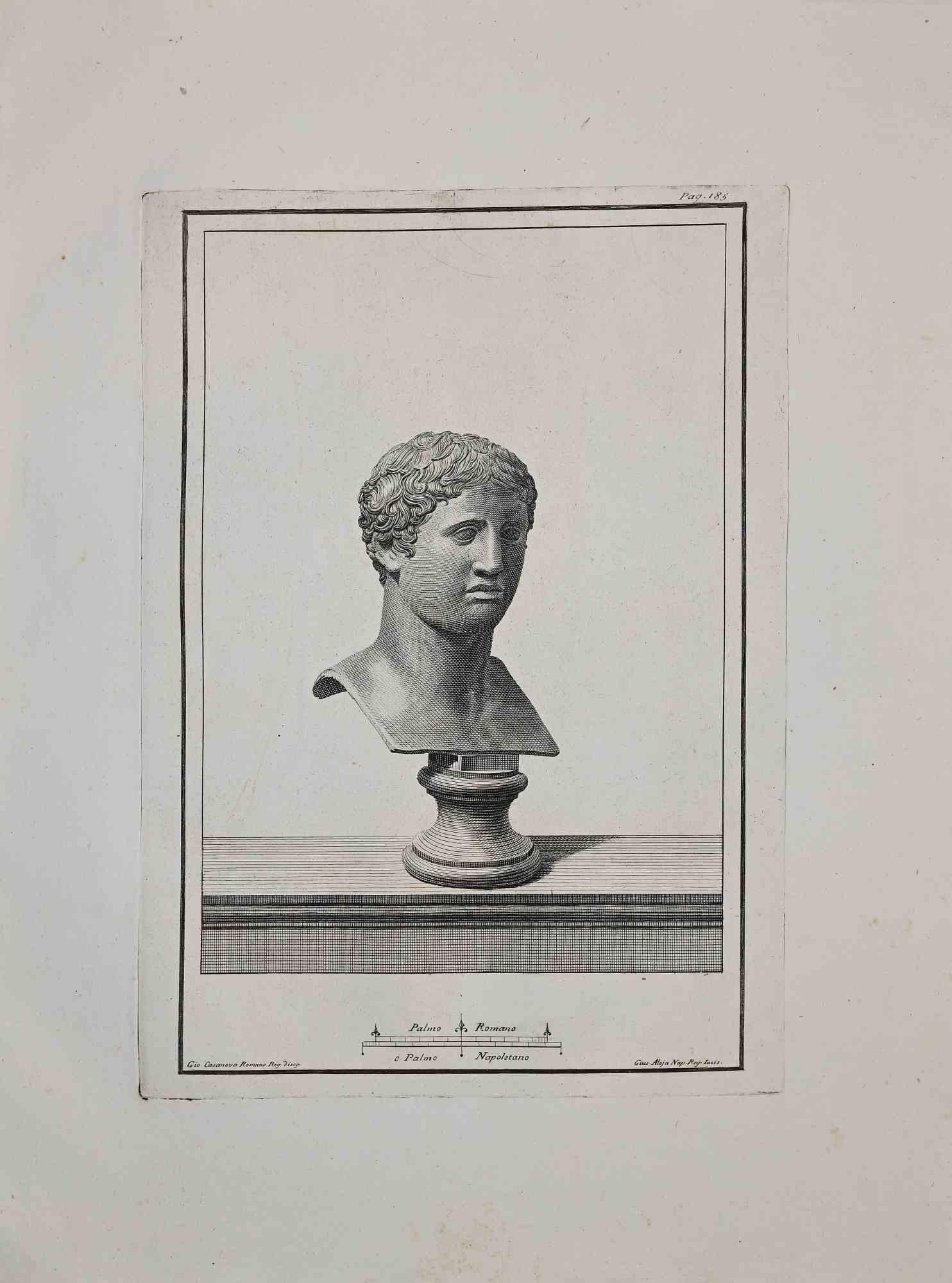 Unknown Figurative Print - Ancient Roman Bust - original Etching  - 18th Century