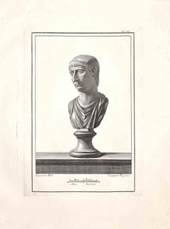 Antique Ancient Roman Bust - Original Etching  - 18th Century