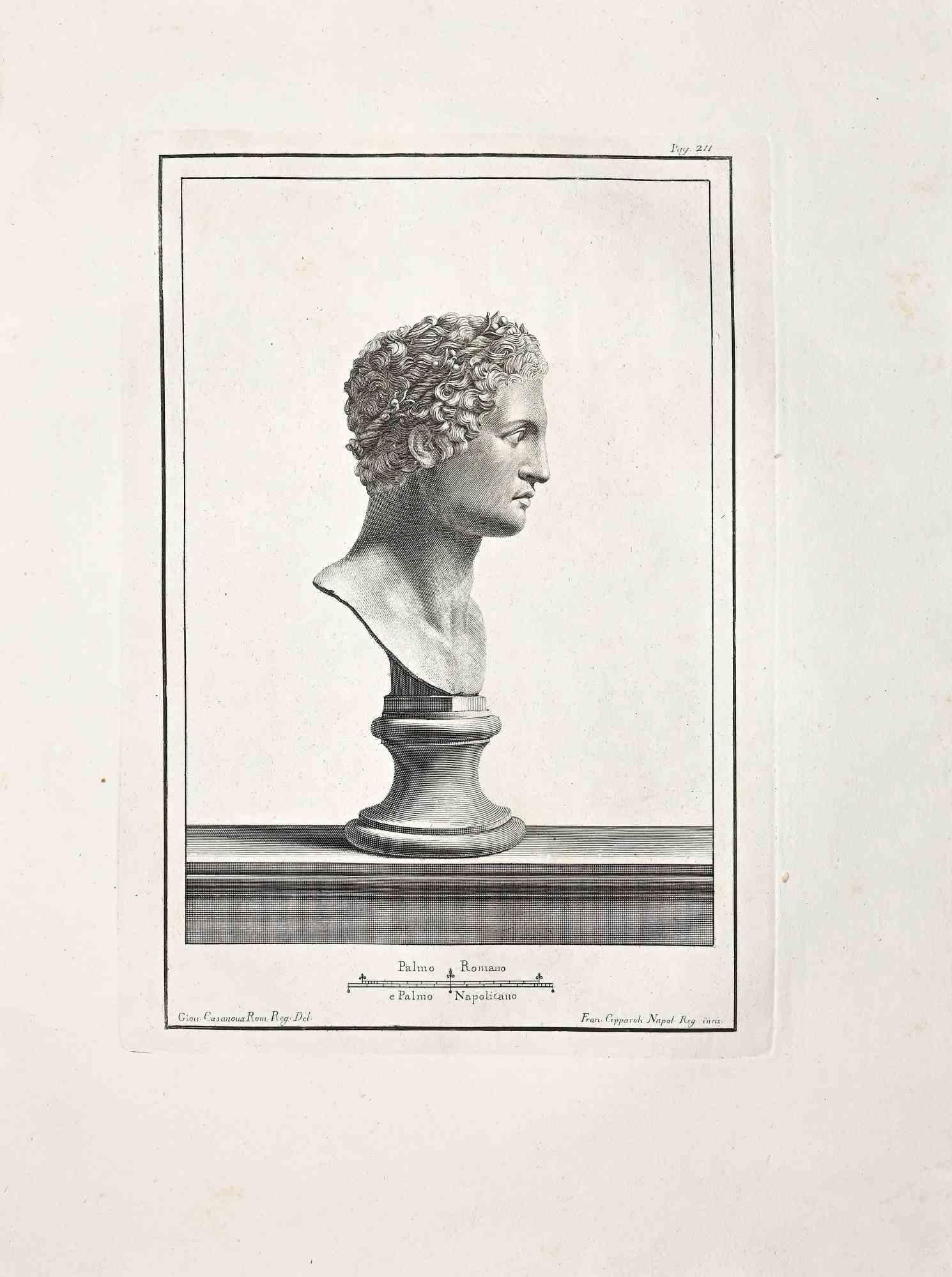Figurative Print Unknown - Buste romain ancien - gravure originale  - 18ème siècle