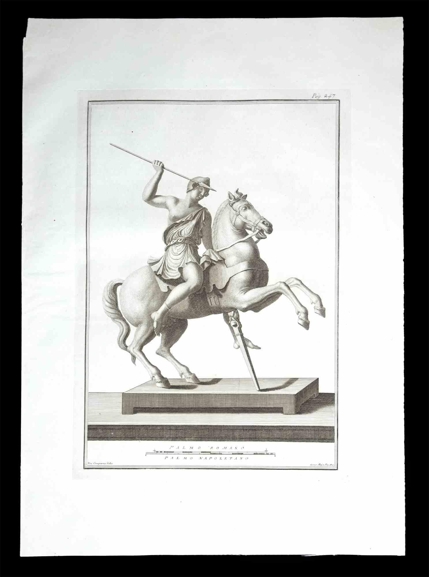 Unknown Portrait Print – Antike römische Statue - Original-Radierung - 18. Jahrhundert