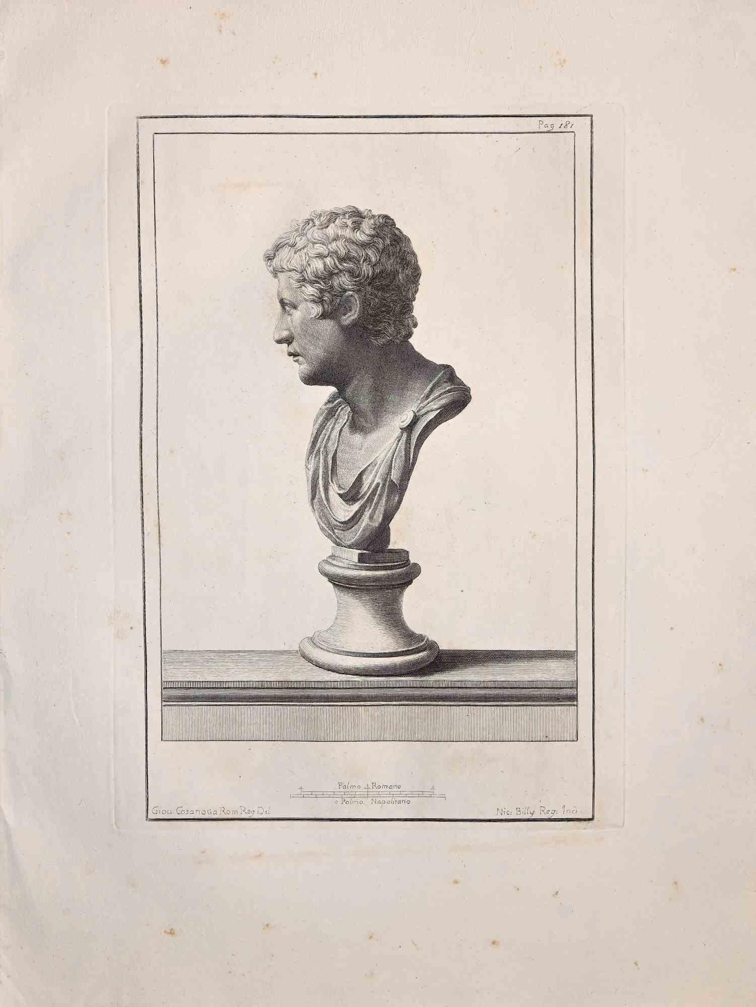 Unknown Figurative Print - Ancient Roman Statue - Original Etching  - 18th Century