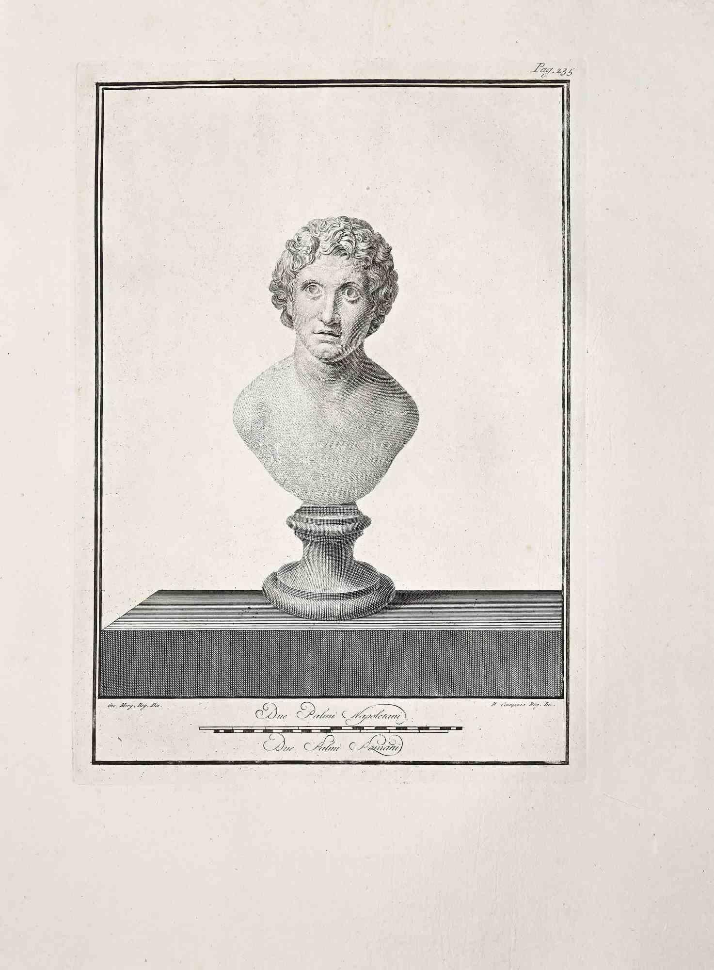 Unknown Figurative Print - Ancient Roman Statue - Original Etching  - 18th Century