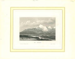 Ancient View of Caucasus - Original Etching - Mid-19th Century