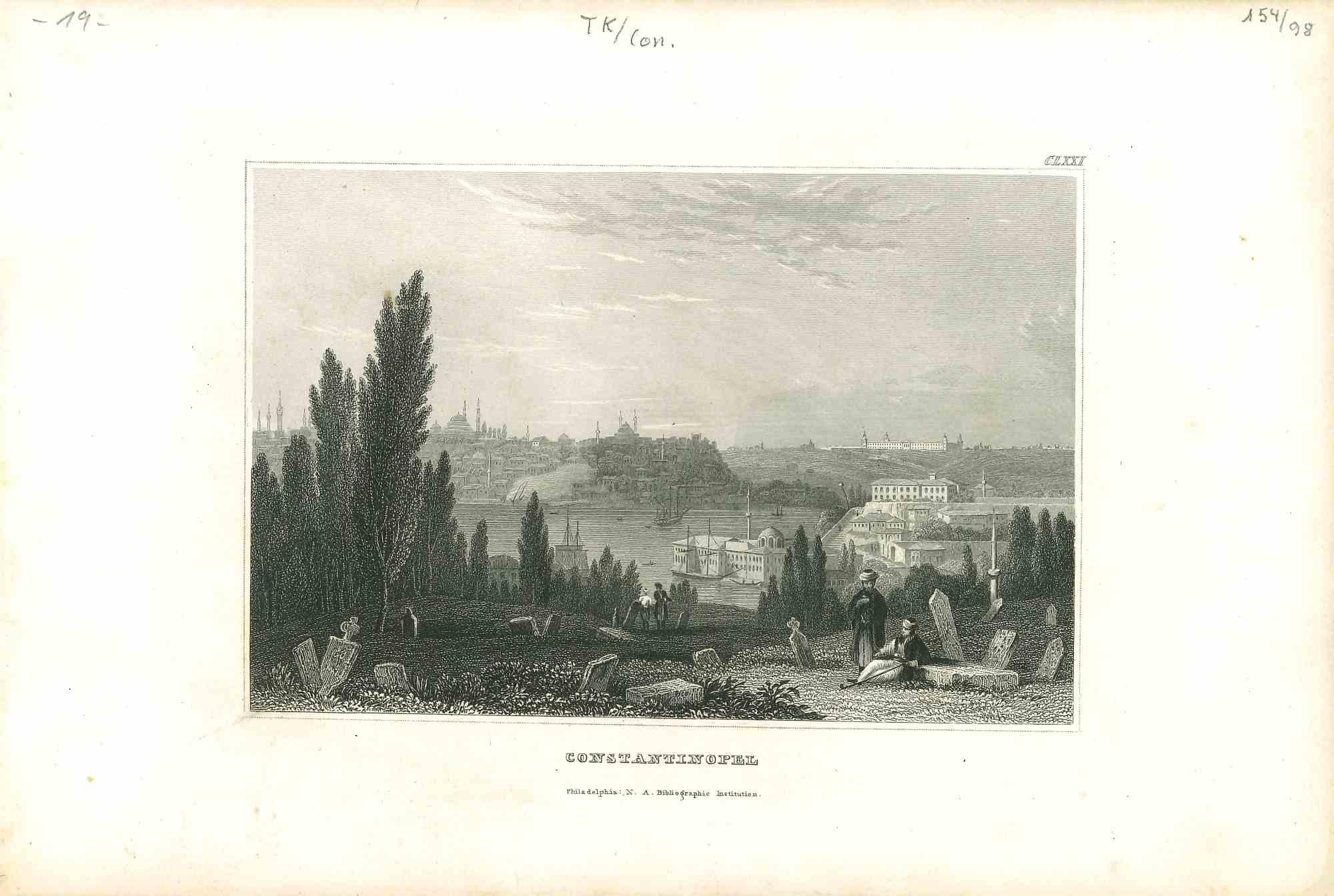 Unknown Figurative Print - Ancient View of Constantinople - Original Lithograph - Mid-19th Century