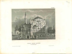 Ancient View of Sultan Selims Moschee in Costantinople - Lithograph - 1850s