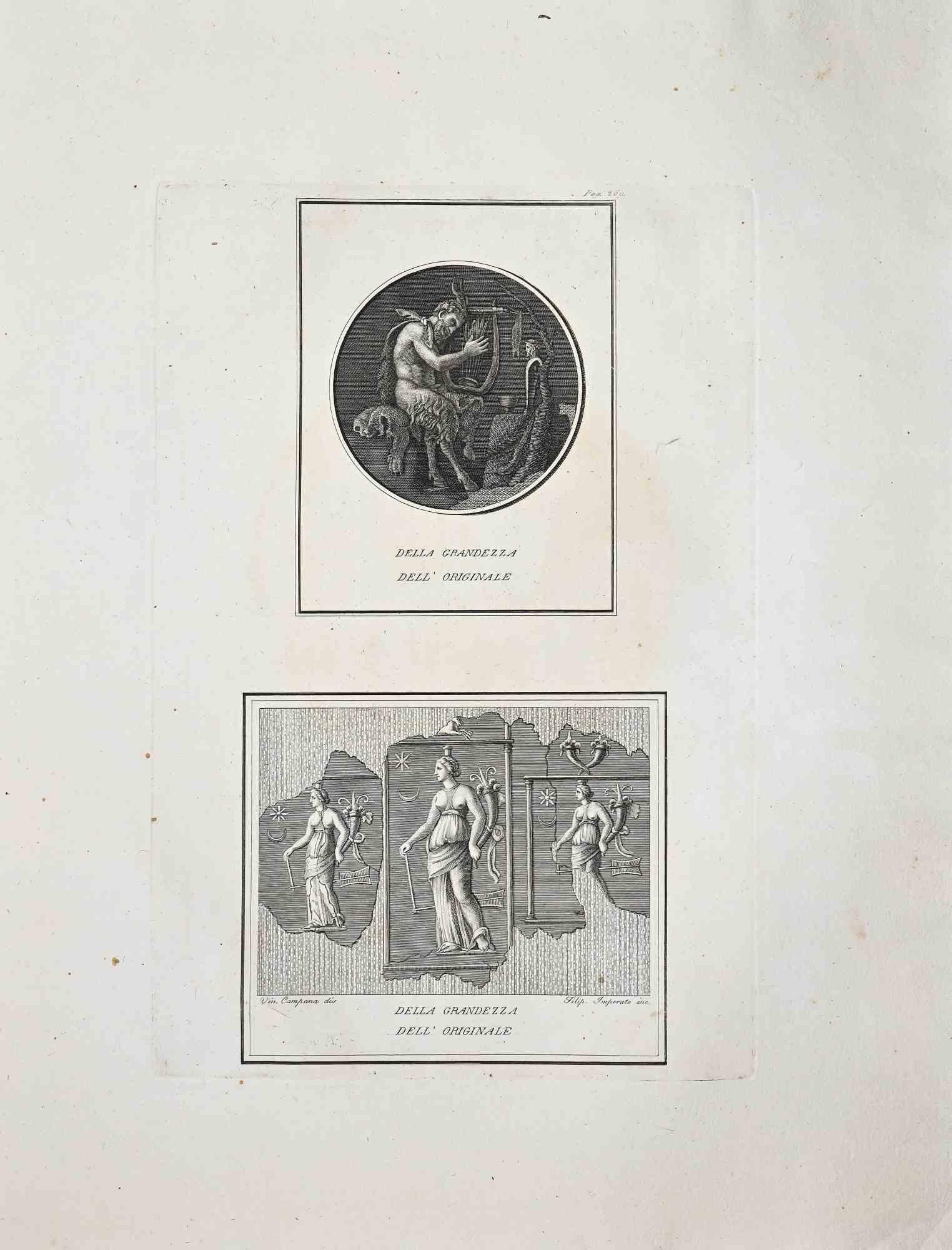 Unknown Figurative Print - Antiquities of Herculaneum Exposed - original Etching - 18th Century