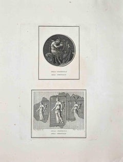 Antiquités d'Herculanum exposées - gravure originale d'origine - 18ème siècle