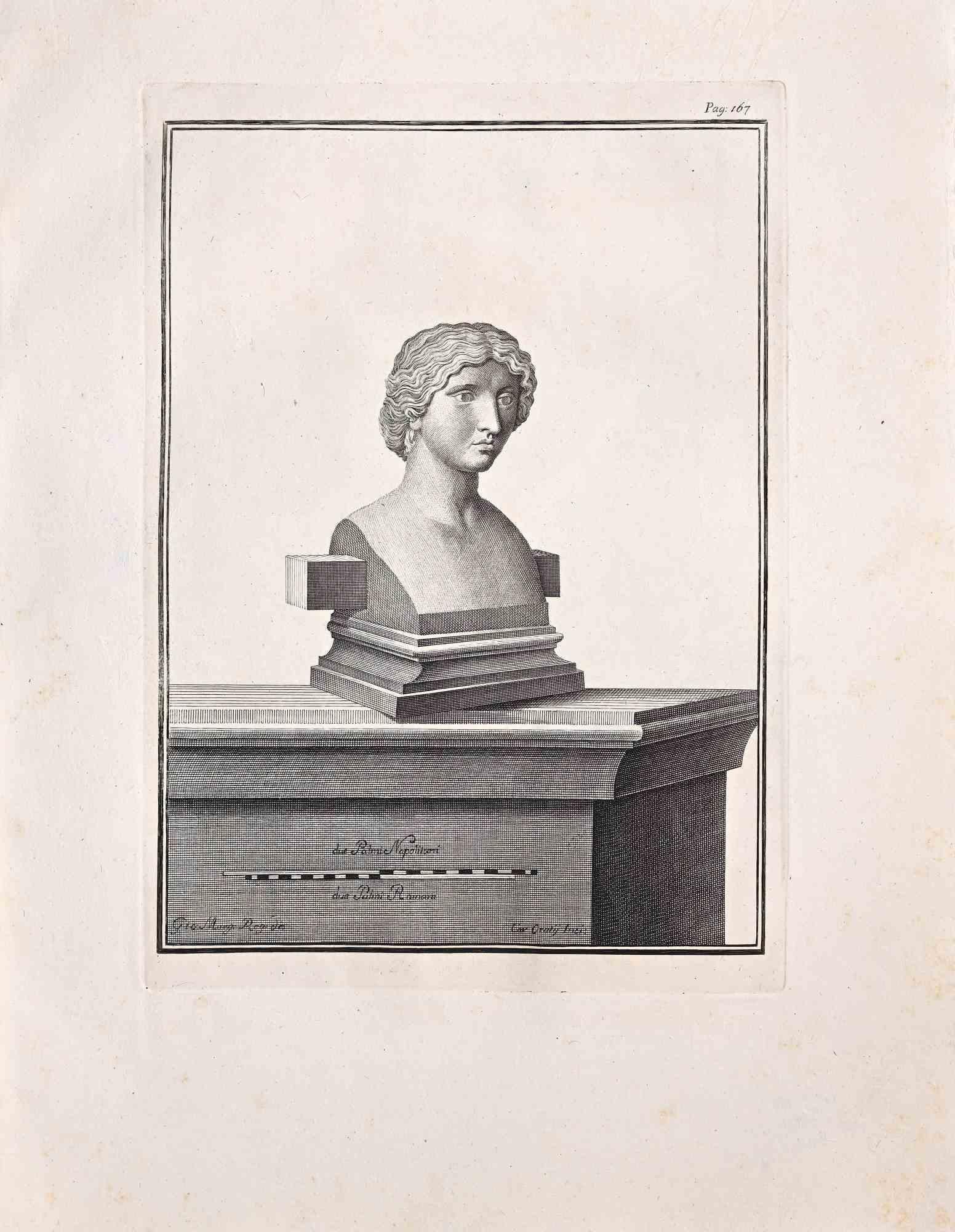 Figurative Print Unknown - Antiquités d'Herculanum exposées - gravure originale - 18ème siècle
