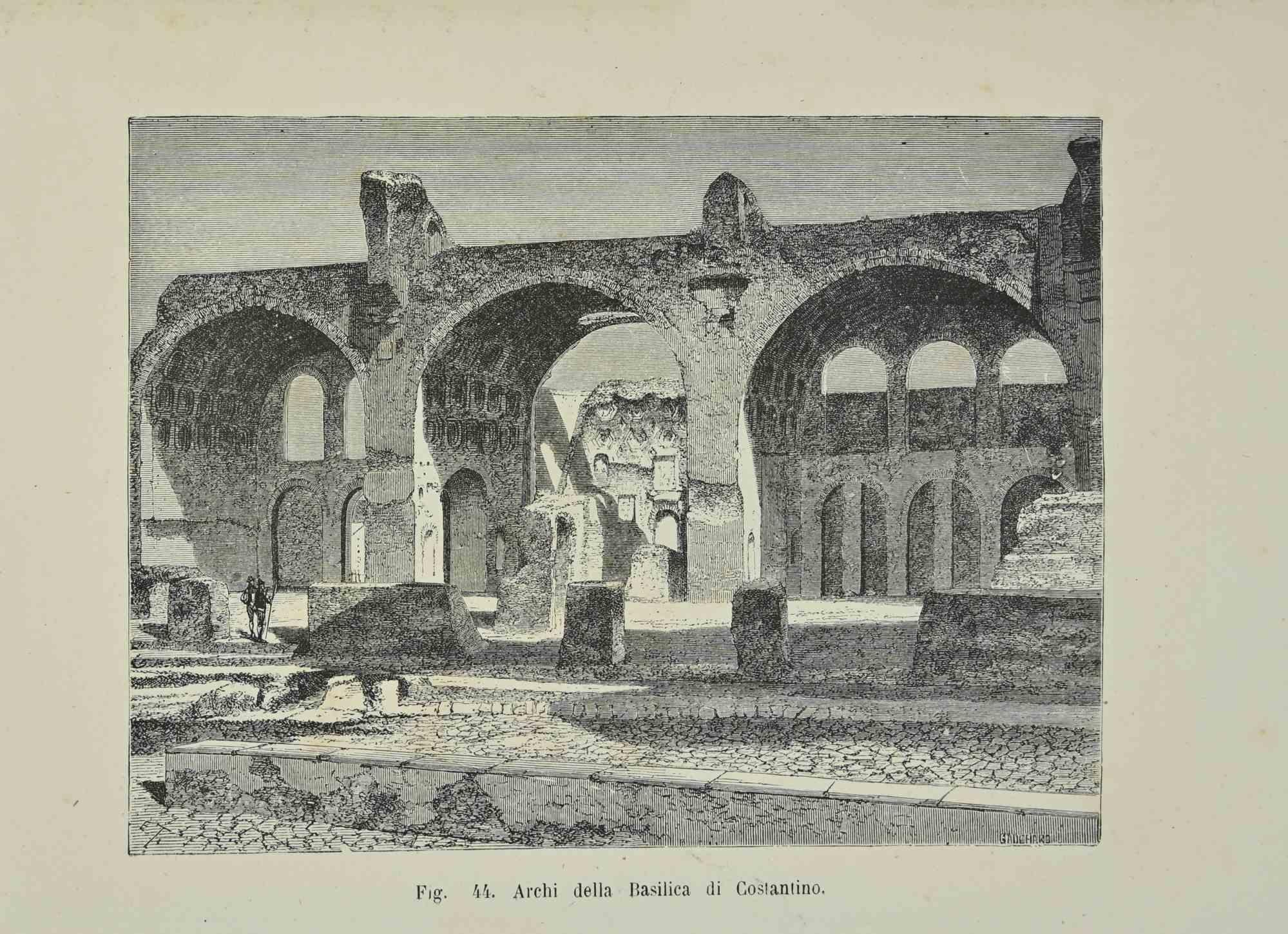 Various Artists Landscape Print – Arches of the Basilica of Constantine – Lithographie – 1862