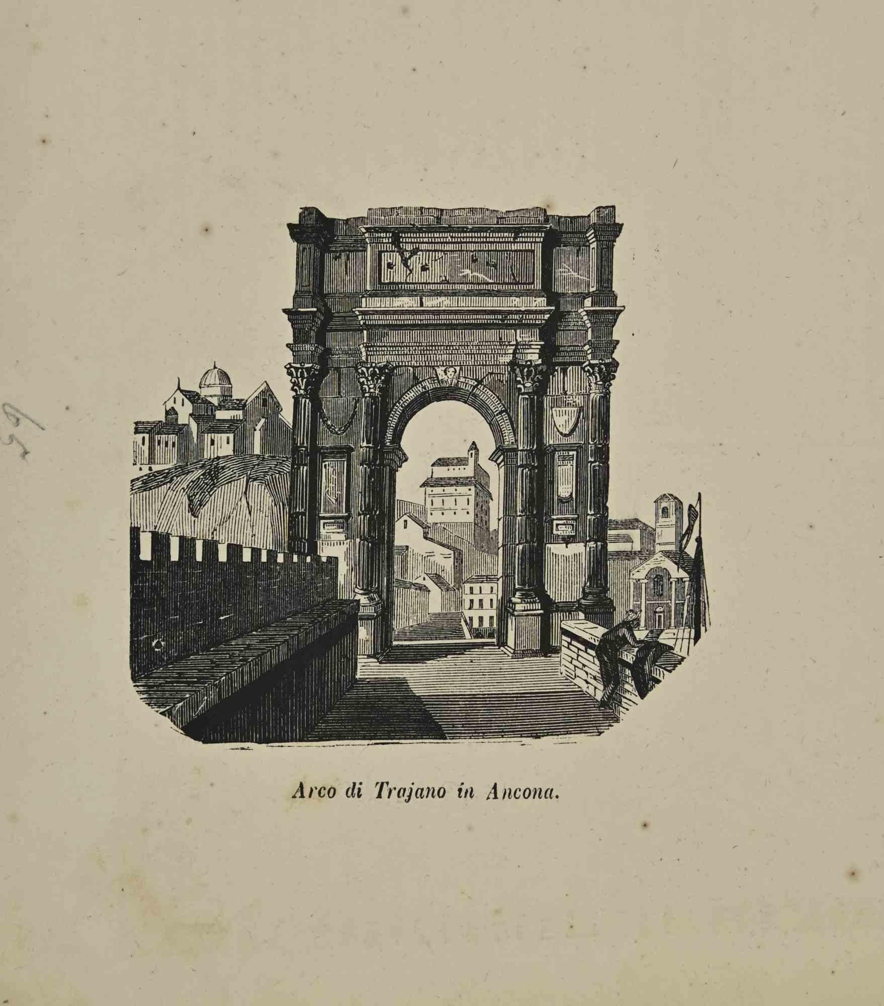 Various Artists Figurative Print - Arco di Trajano in Ancona - Lithograph - 19th Century 