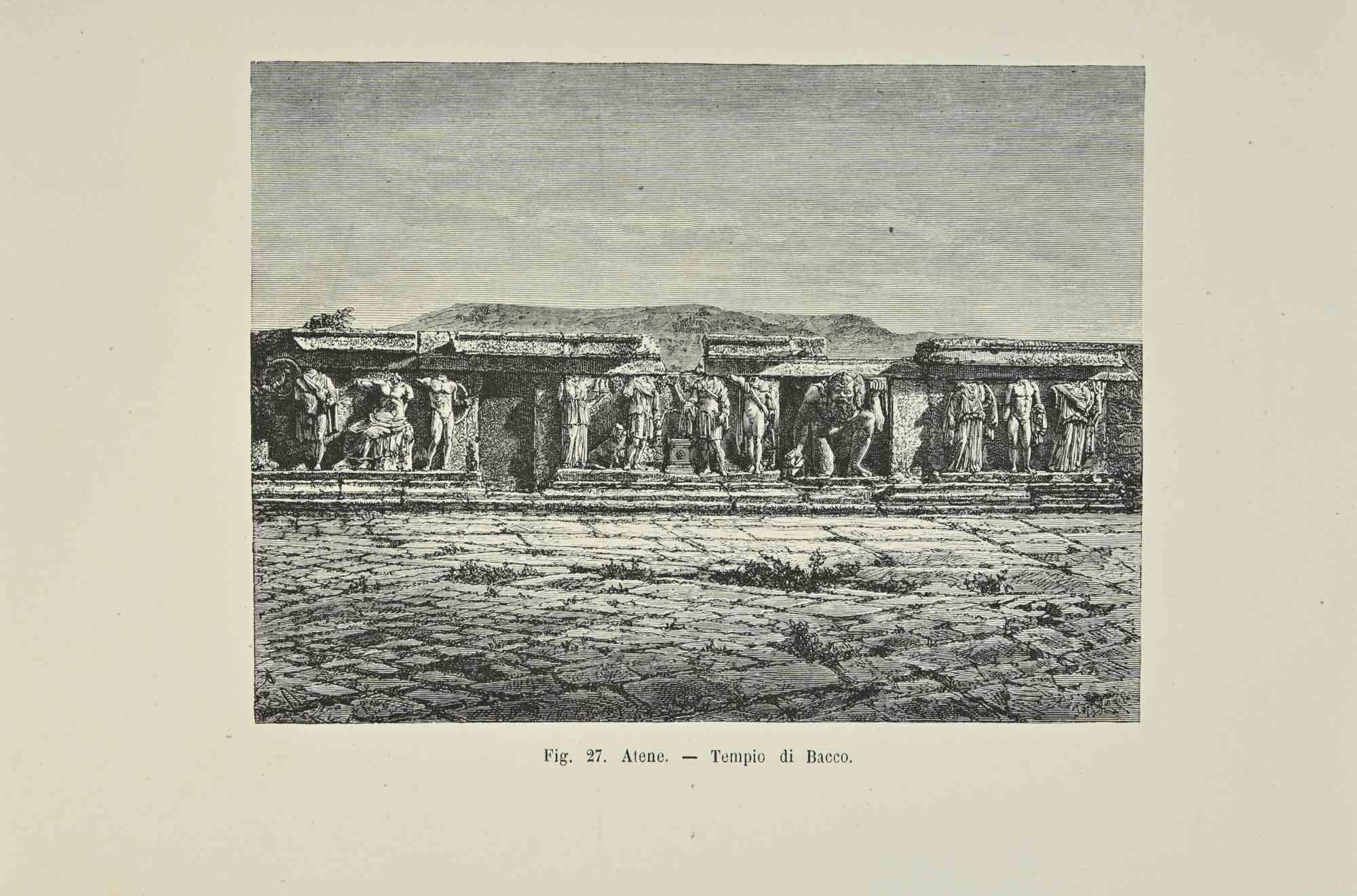 Various Artists Figurative Print – Athener Tempel des Bacchus – Lithographie – 1862