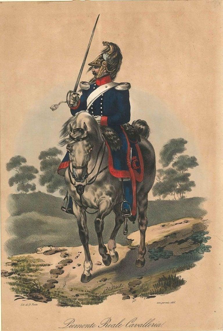 Unknown Figurative Print - Bundle of 3 Original Lithographs About Piemonte Royal Army - 19th Century