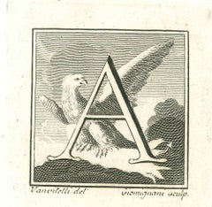 Letter A de la chapiteau des Antiquités d'Herculanum - gravure - 18ème siècle