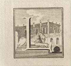 Capital Letter from Ancient Rome - Original Etching by Various Masters - 1750s