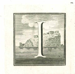 Lettre capitale I des Antiquités d'Herculanum - Gravure - 18ème siècle