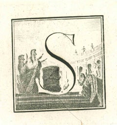 Capital letter S - the Antiquities of Herculaneum Exposed-Etching - 18th Century