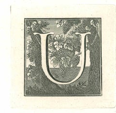 Capital letter U from Antiquities of Herculaneum Exposed-Etching-18th Century