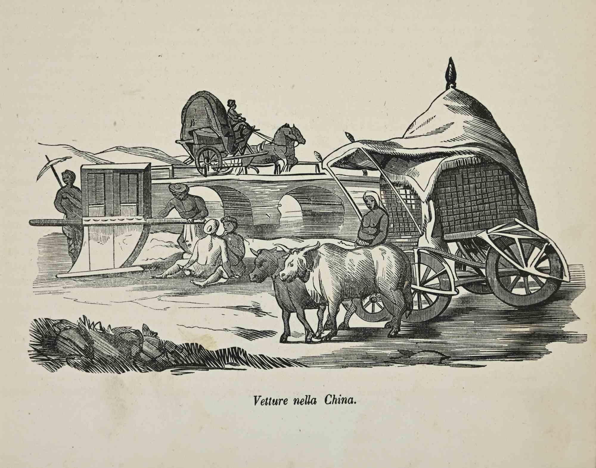 Various Artists Figurative Print - Chariot in China - Lithograph - 1862