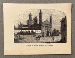 L'église de Sant Andrea à Vercelli - Lithographie - 19ème siècle 